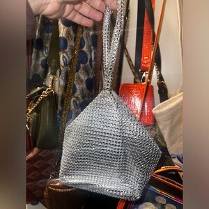 Silver shiny evening bag. Never used.